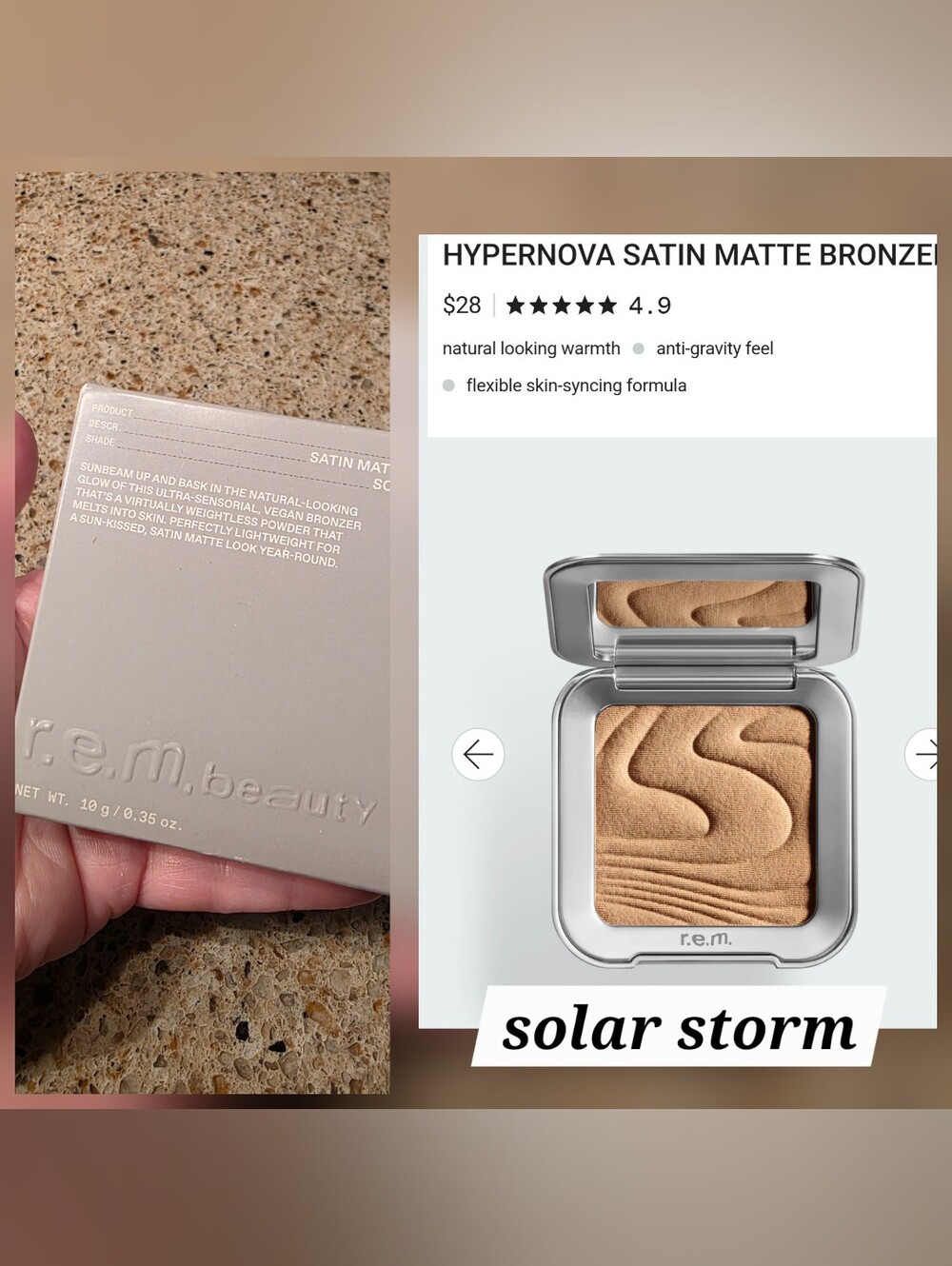 R.E.M Beauty Hypernova Satin Matte Bronzer — Solar Storm